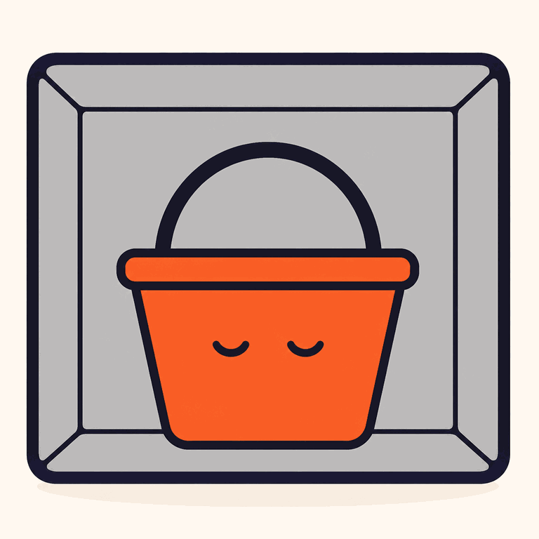 Korga sitting in a concrete box with its eyes shut, entirely unbothered.