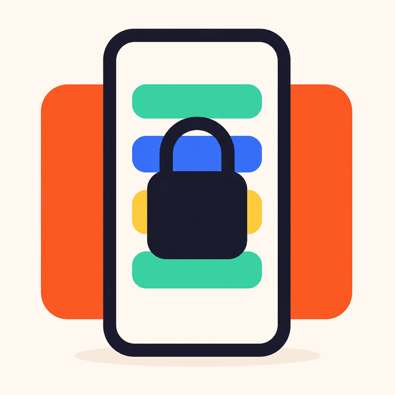 A list on a phone with a padlock on it. No cloud anywhere.